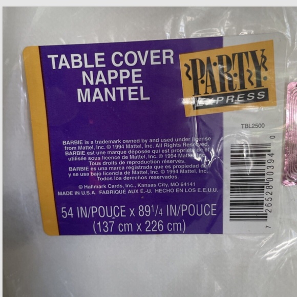 NEW - VTG 1993 HALLMARK MATTEL BARBIE PAPER PARTY TABLECLOTH Cover 54" X 89"   O - Picture 6 of 6